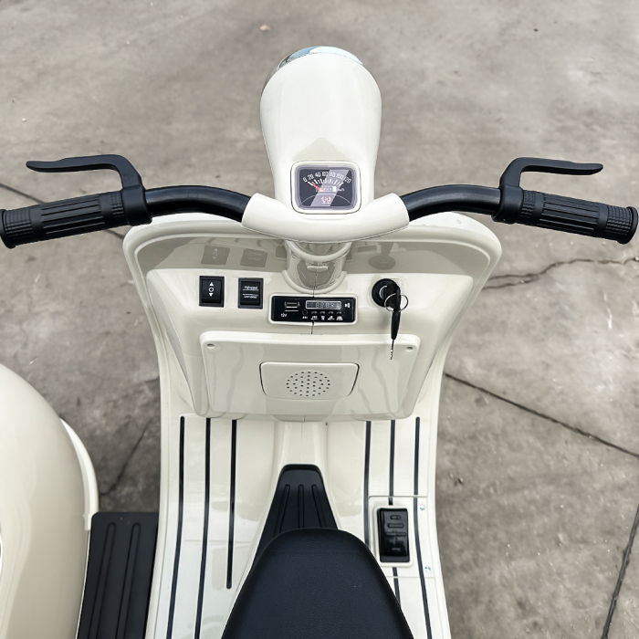 Ride-on scooter for children, licensed Piaggio VESPA 150 VL1T, 110W, 12V, 10Ah, beige [12]