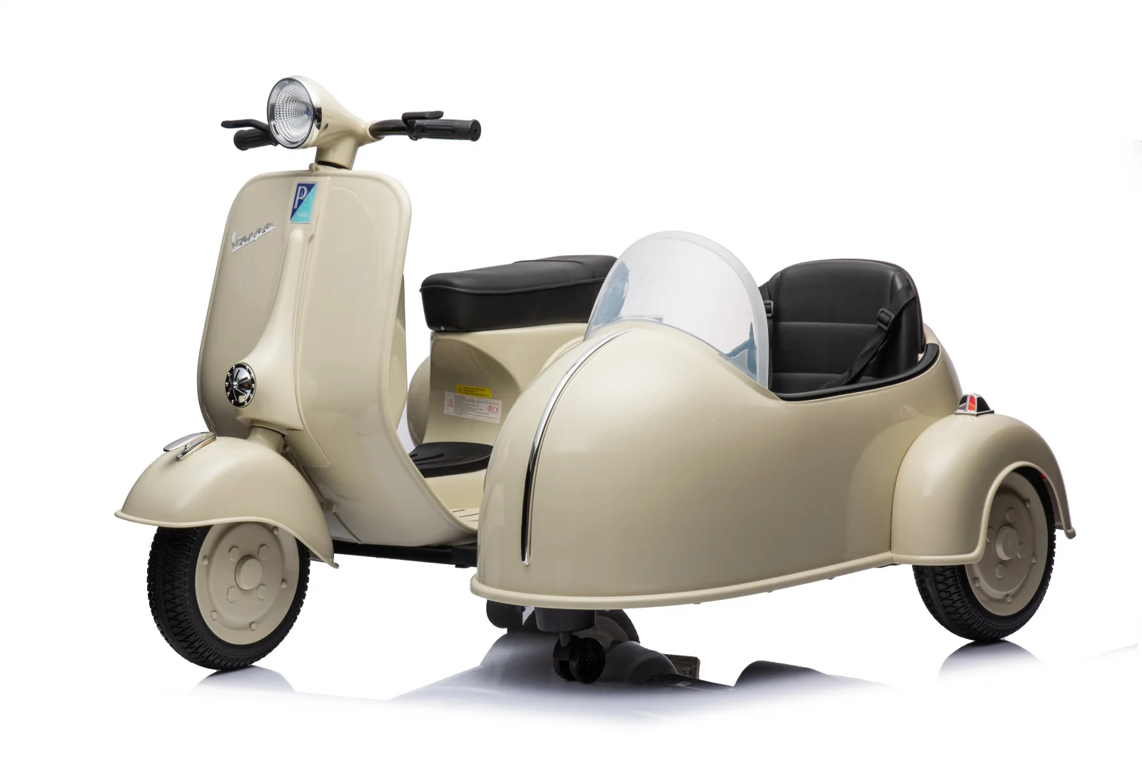 Ride-on scooter for children, licensed Piaggio VESPA 150 VL1T, 110W, 12V, 10Ah, beige [24]