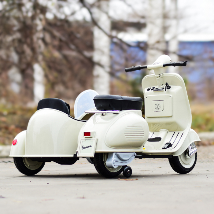Ride-on scooter for children, licensed Piaggio VESPA 150 VL1T, 110W, 12V, 10Ah, beige [8]