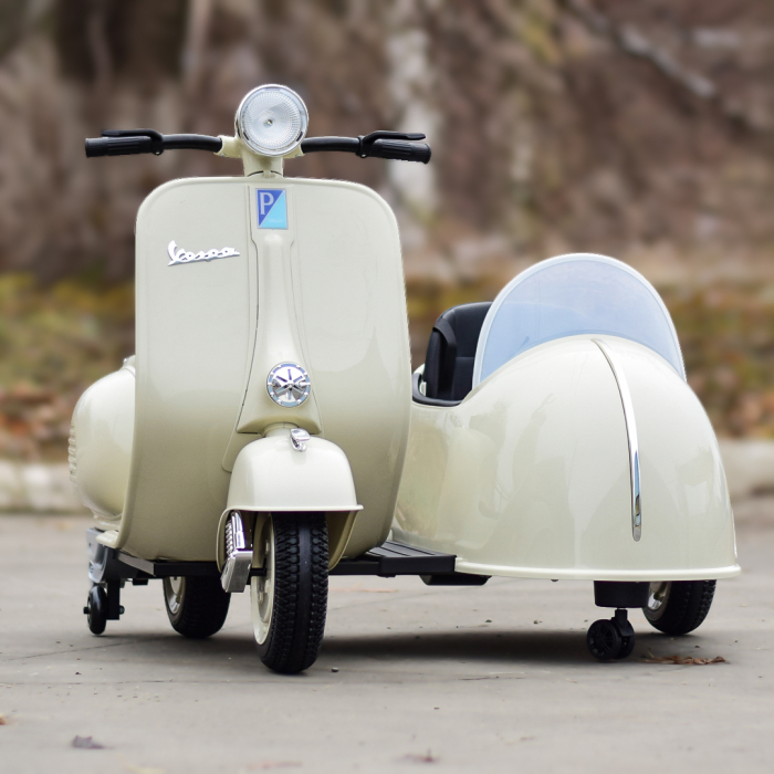 Ride-on scooter for children, licensed Piaggio VESPA 150 VL1T, 110W, 12V, 10Ah, beige [3]
