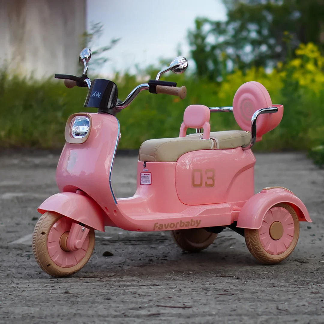 Electric Scooter for Kids , 3 Wheels, 2 Seats, Remote Control, 70W, pink [6]