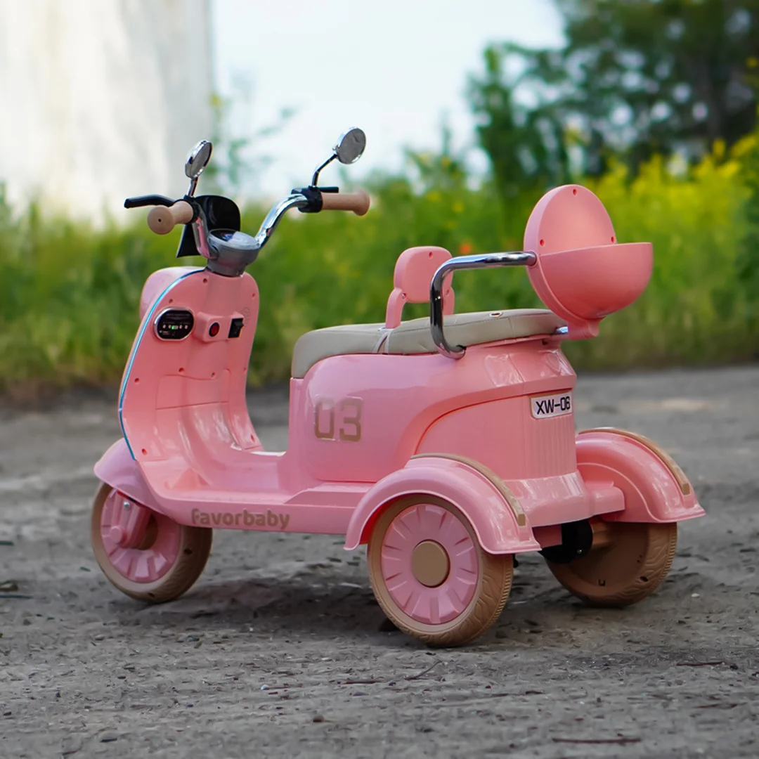 Electric Scooter for Kids , 3 Wheels, 2 Seats, Remote Control, 70W, pink [5]