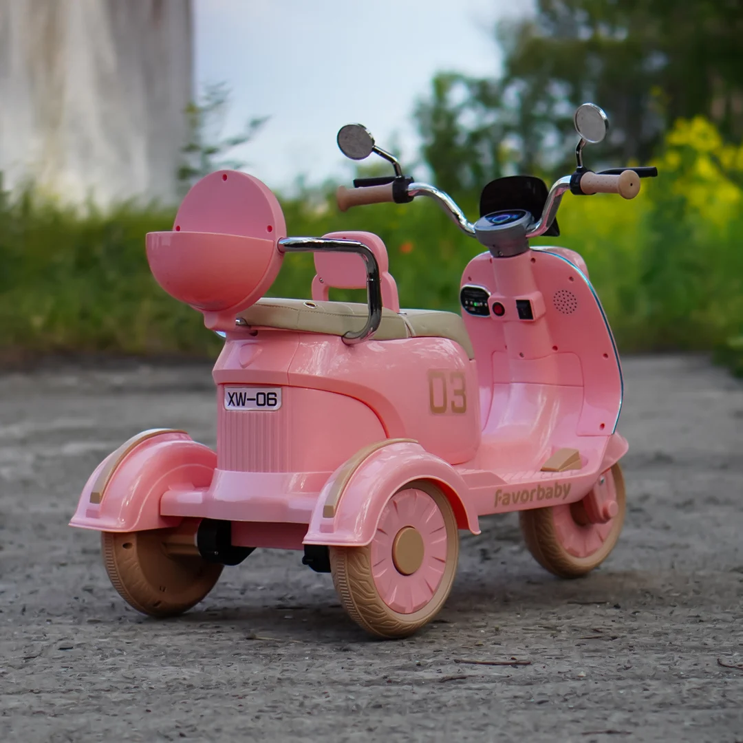 Electric Scooter for Kids , 3 Wheels, 2 Seats, Remote Control, 70W, pink [4]