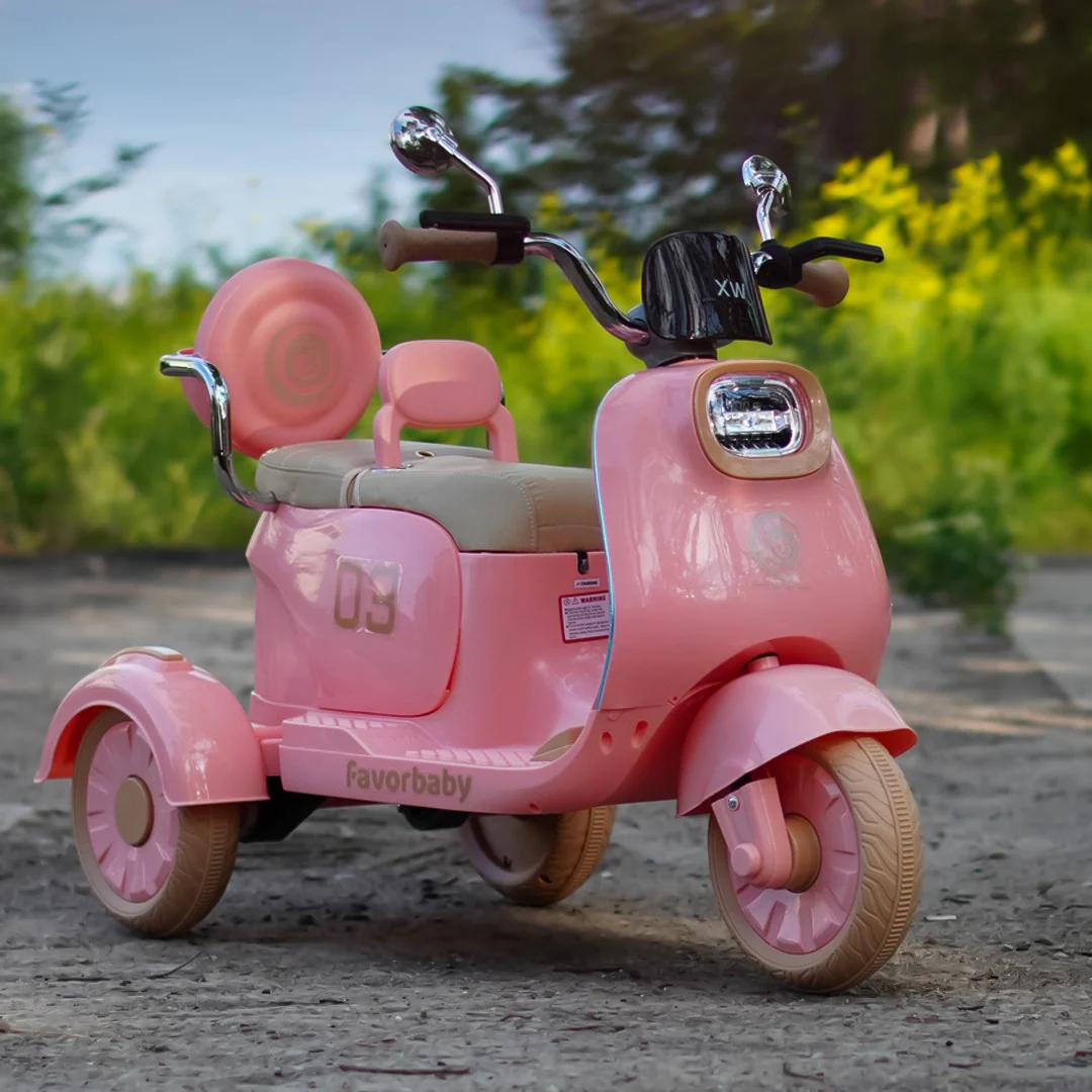 Electric Scooter for Kids , 3 Wheels, 2 Seats, Remote Control, 70W, pink [2]