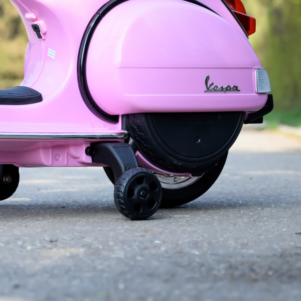 Scuter electric pentru copii Piaggio PX150, 70W, 12V, echipat premium, cu roti ajutatoare, roz [9]