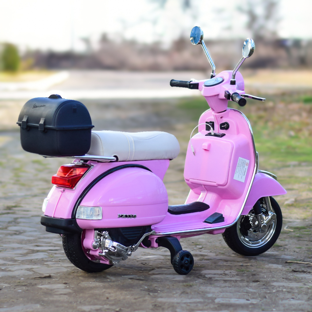 Scuter electric pentru copii Piaggio PX150, 70W, 12V, premium, ladita inclusa, roz [5]