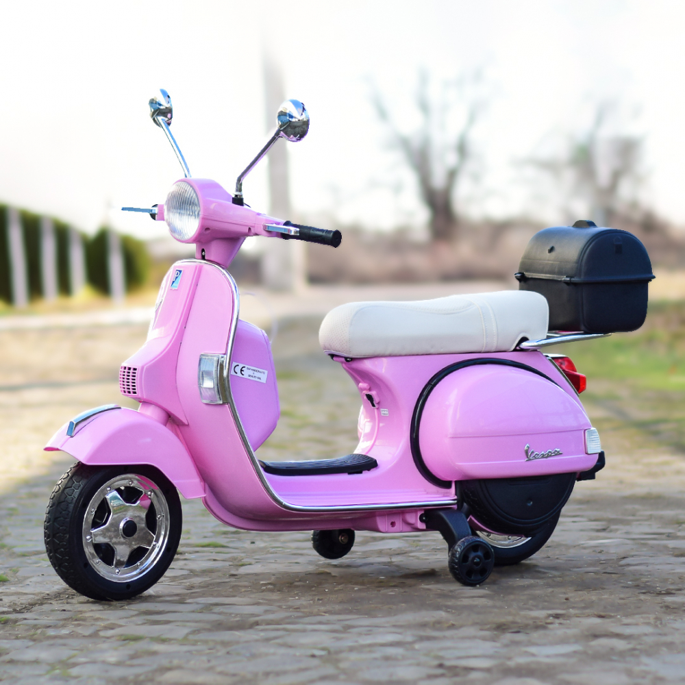 Scuter electric pentru copii Piaggio PX150, 70W, 12V, premium, ladita inclusa, roz [3]