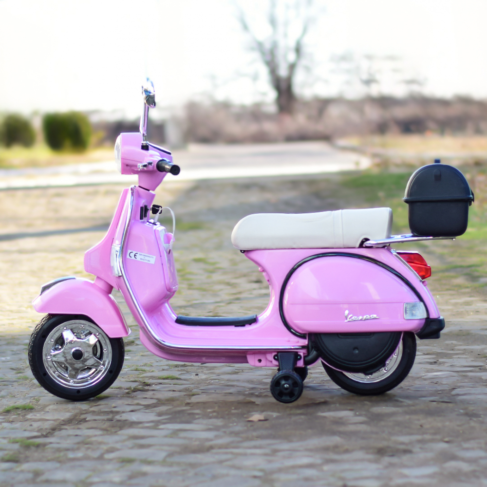Scuter electric pentru copii Piaggio PX150, 70W, 12V, premium, ladita inclusa, roz [7]