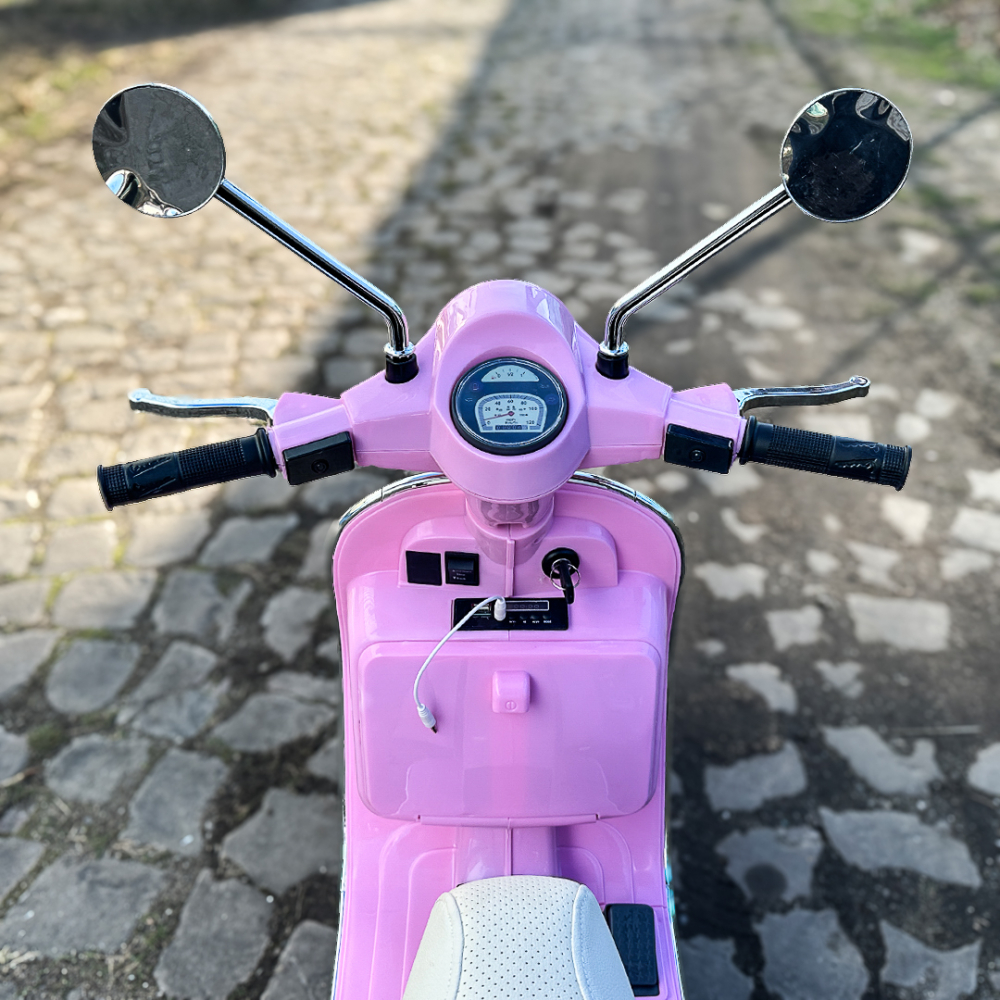 Scuter electric pentru copii Piaggio PX150, 70W, 12V, premium, ladita inclusa, roz [9]