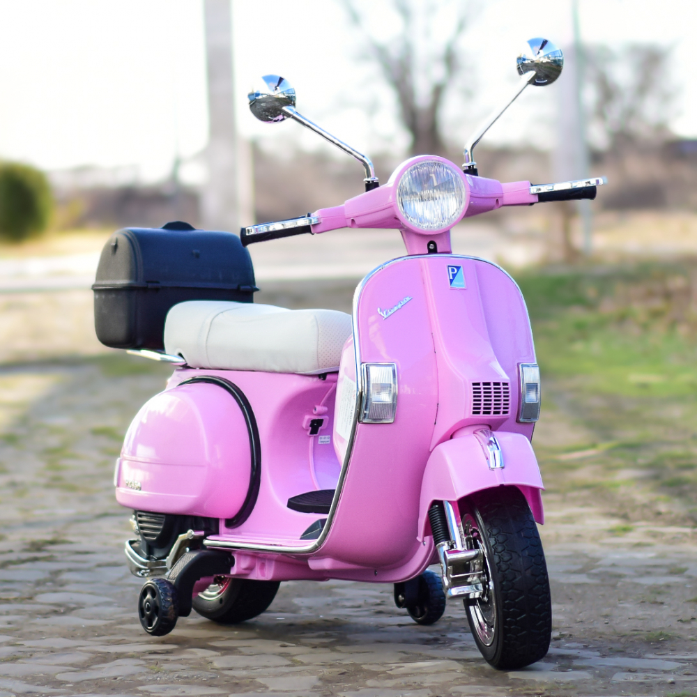 Scuter electric pentru copii Piaggio PX150, 70W, 12V, premium, ladita inclusa, roz [2]