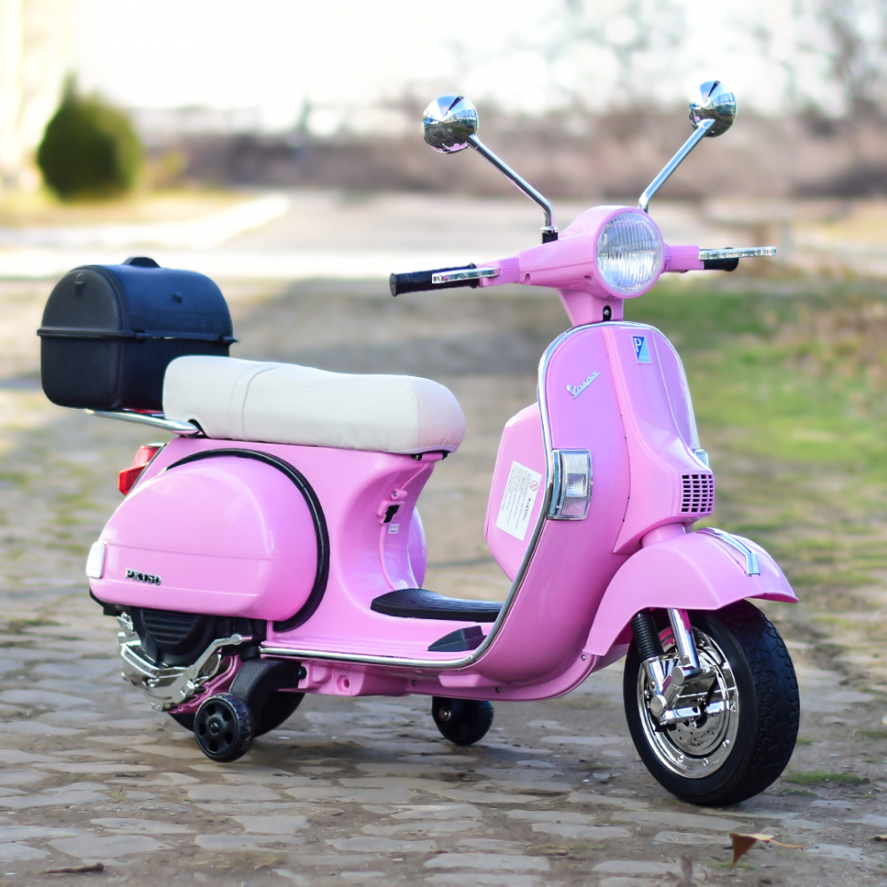 Scuter electric pentru copii Piaggio PX150, 70W, 12V, premium, ladita inclusa, roz [4]