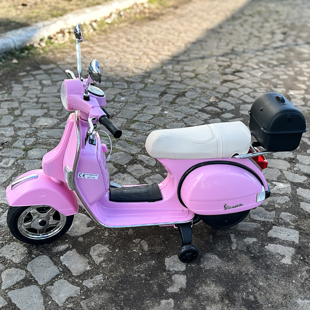 Scuter electric pentru copii Piaggio PX150, 70W, 12V, premium, ladita inclusa, roz [8]