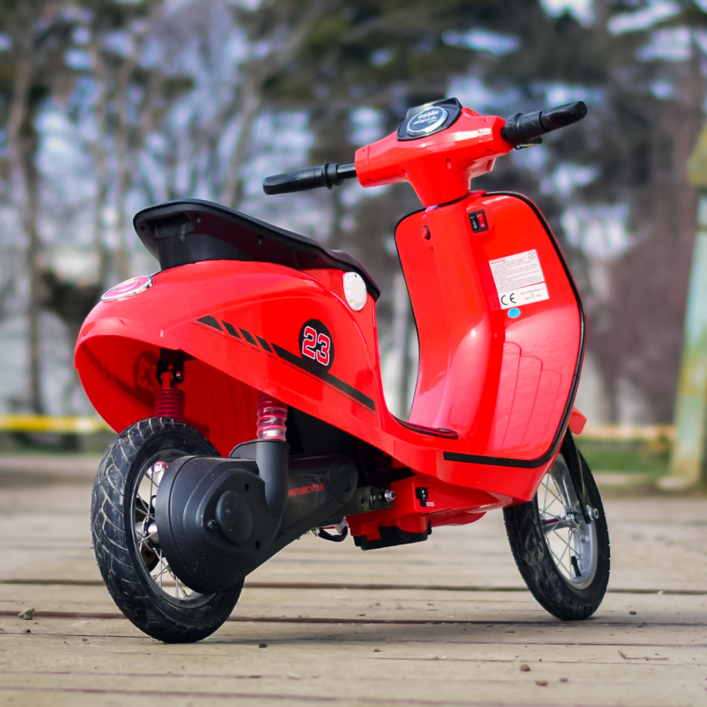 Ride-on scooter for children Retro model, 350W, 24V 10Ah, inflatable wheels, red [6]