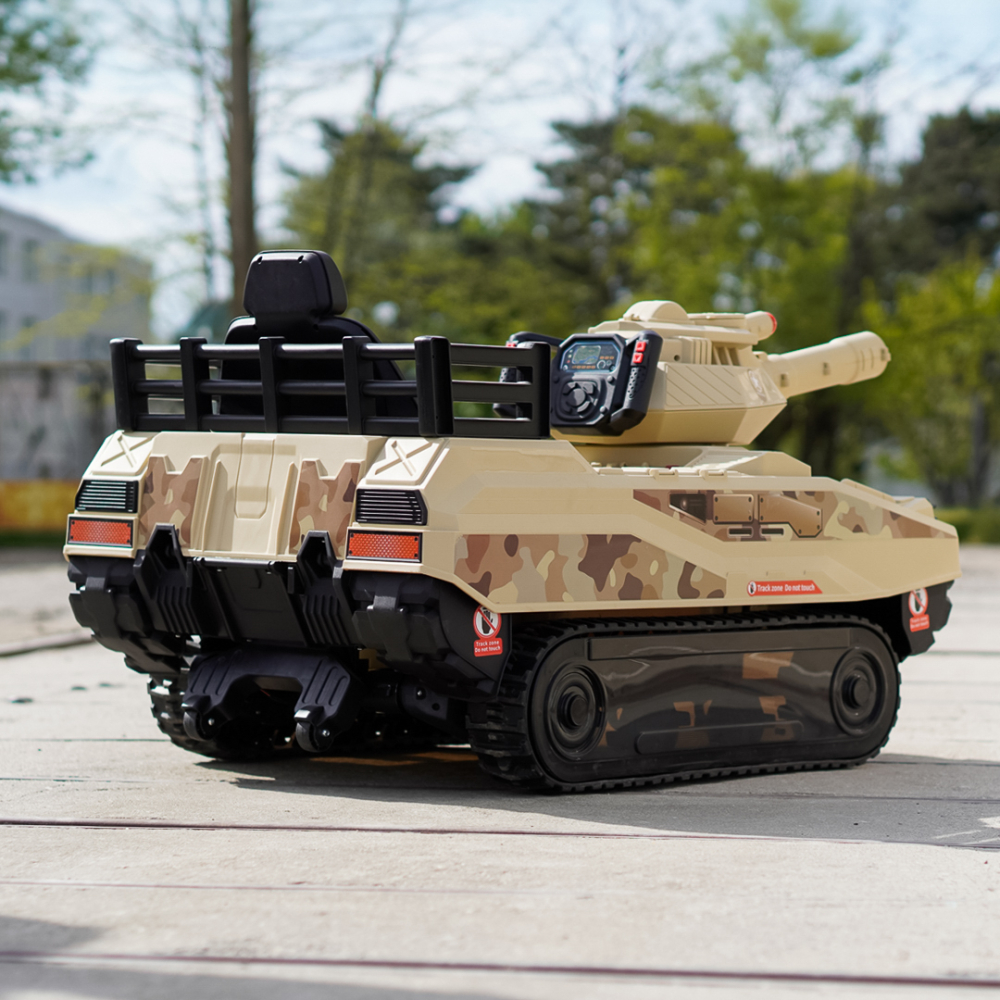 Electric Ride-On Tank for Kids Commander, 110W, 12V 12Ah, Beige Camouflage [7]