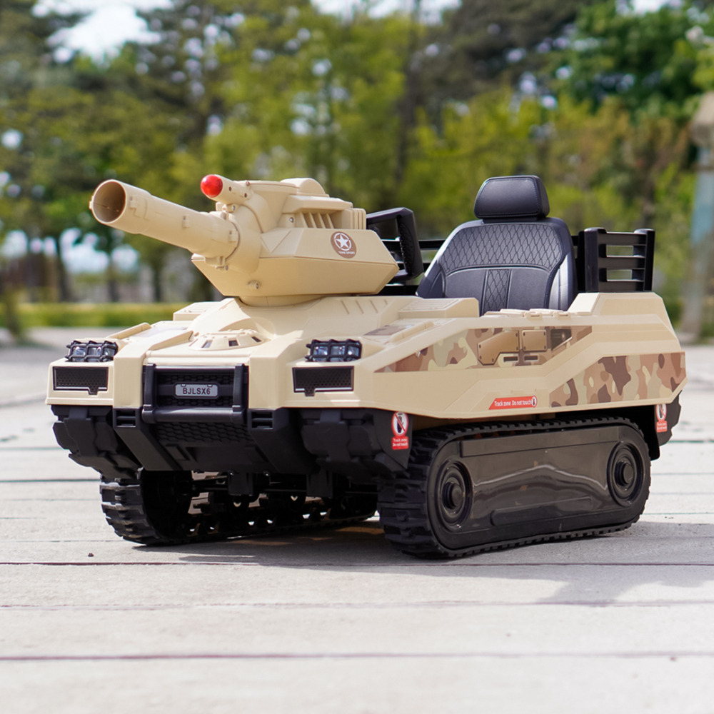 Electric Ride-On Tank for Kids Commander, 110W, 12V 12Ah, Beige Camouflage [2]
