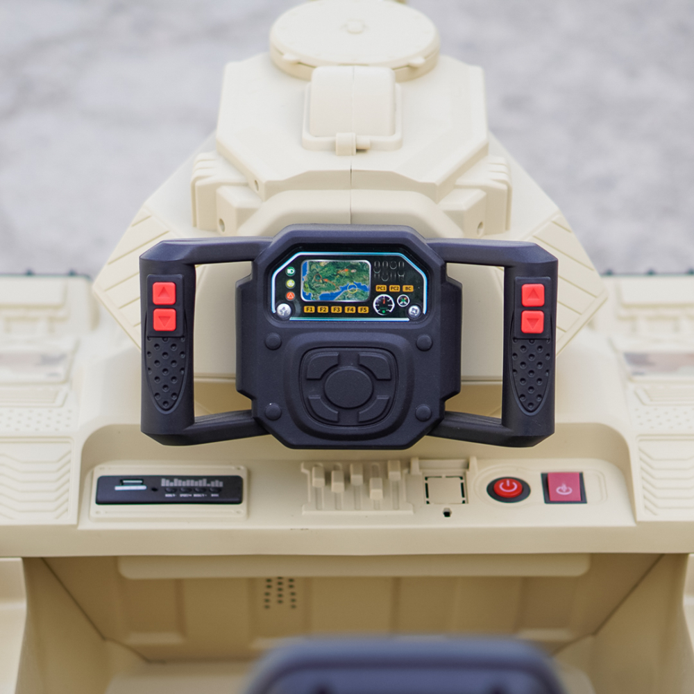 Electric Ride-On Tank for Kids Commander, 110W, 12V 12Ah, Beige Camouflage [14]