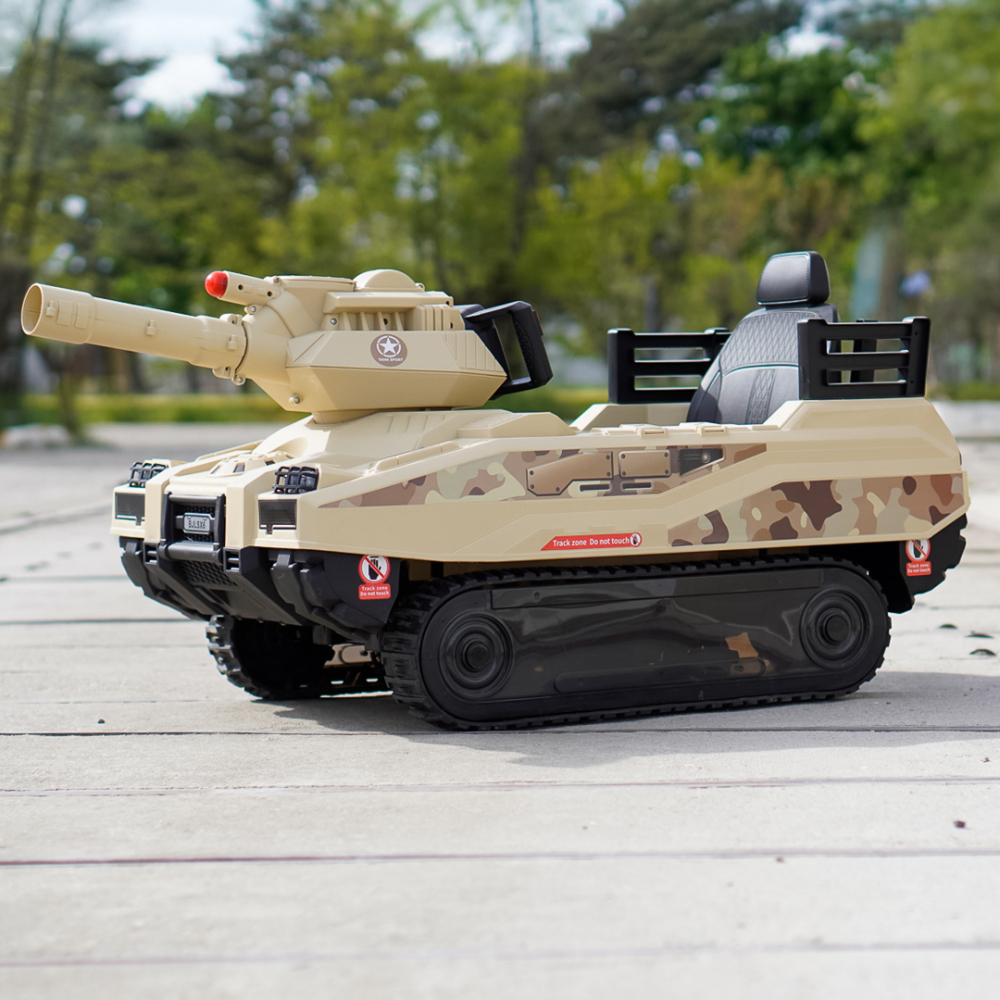 Electric Ride-On Tank for Kids Commander, 110W, 12V 12Ah, Beige Camouflage [3]