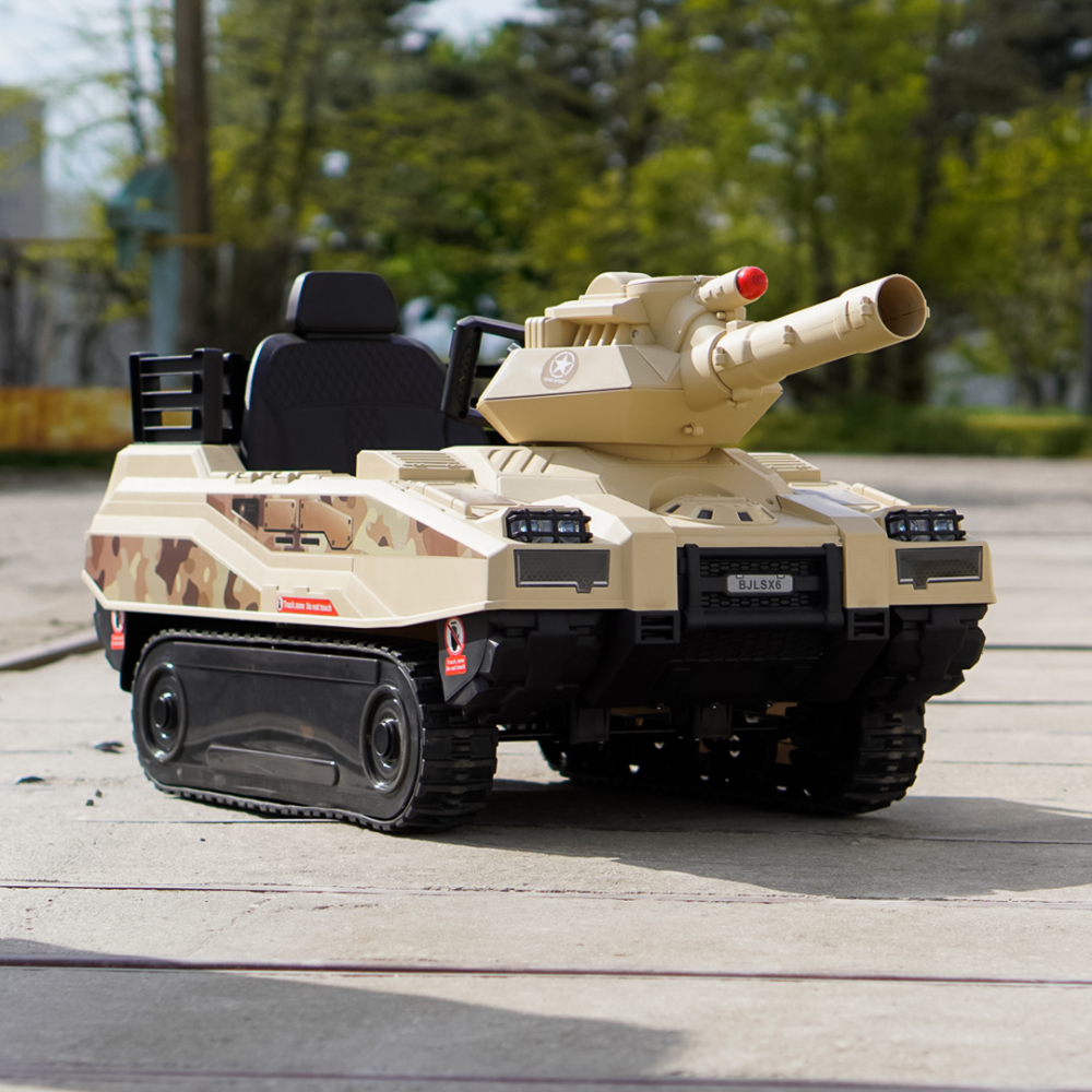 Electric Ride-On Tank for Kids Commander, 110W, 12V 12Ah, Beige Camouflage [9]