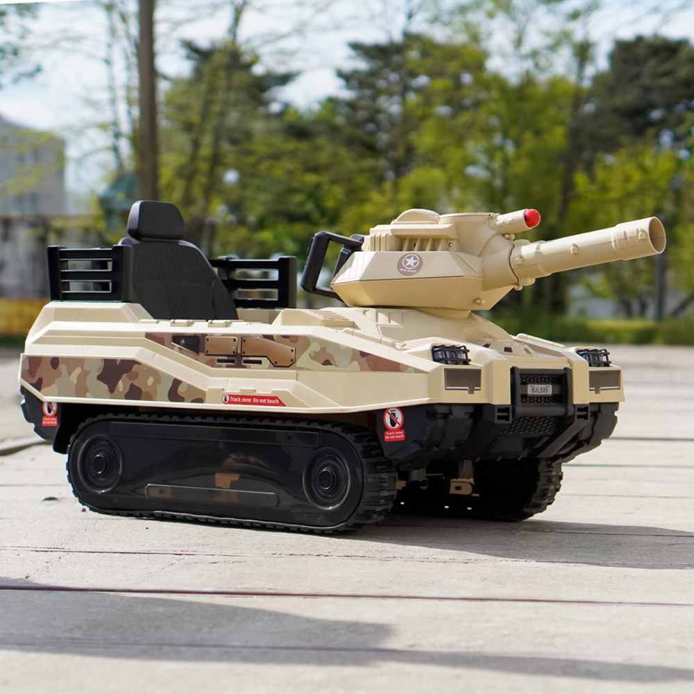 Electric Ride-On Tank for Kids Commander, 110W, 12V 12Ah, Beige Camouflage [8]