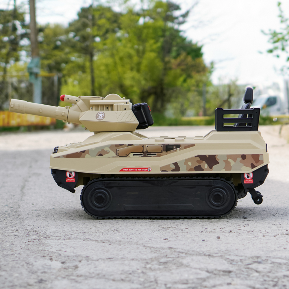 Electric ride-on tank for children Commander, 240W, 24V, multiple functions, camouflage beige [5]
