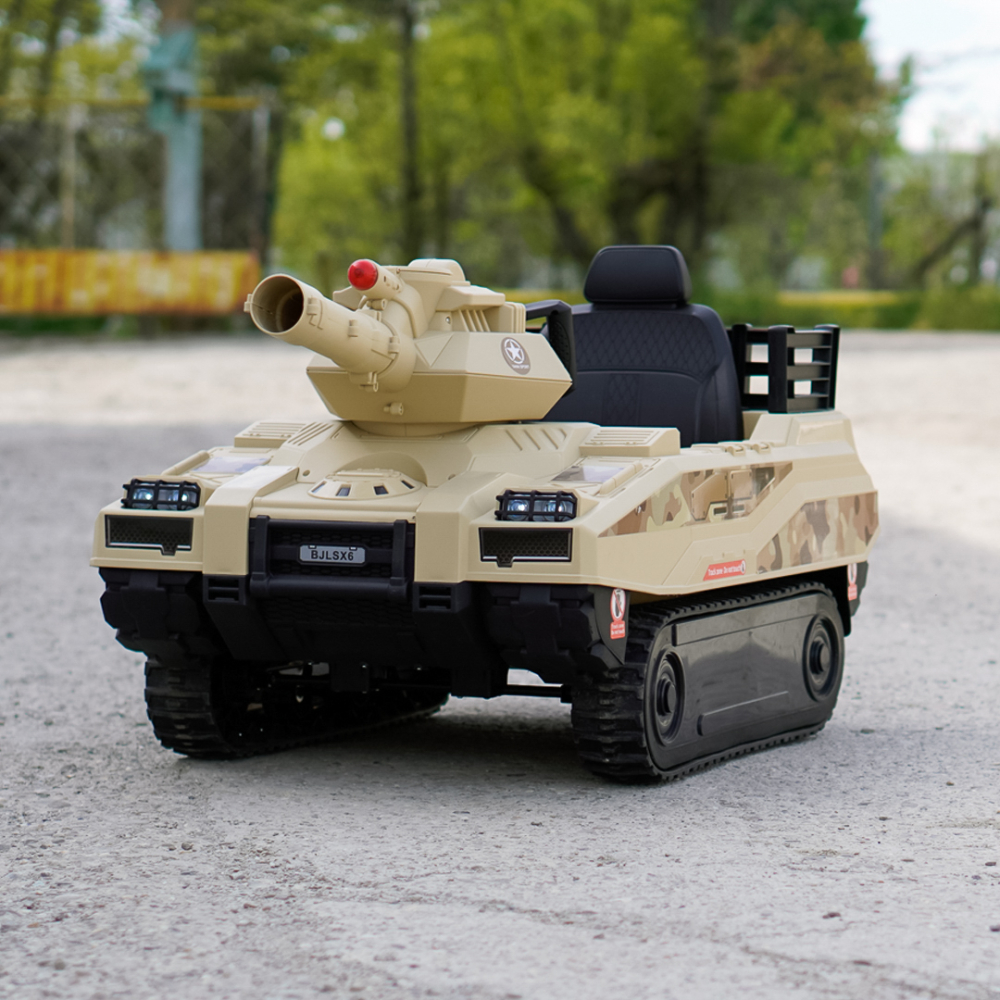 Electric ride-on tank for children Commander, 240W, 24V, multiple functions, camouflage beige [2]