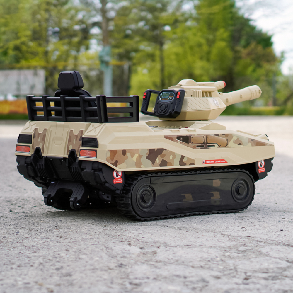 Electric ride-on tank for children Commander, 240W, 24V, multiple functions, camouflage beige [7]
