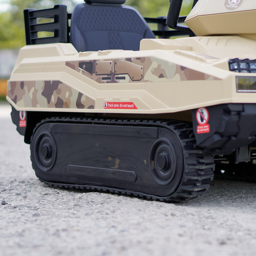 Electric ride-on tank for children Commander, 240W, 24V, multiple functions, camouflage beige [10]