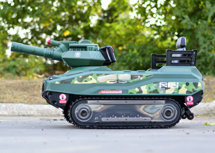 Tanc electric pentru copii, Commander, 240W, 24V, multiple functii, verde camuflaj [6]