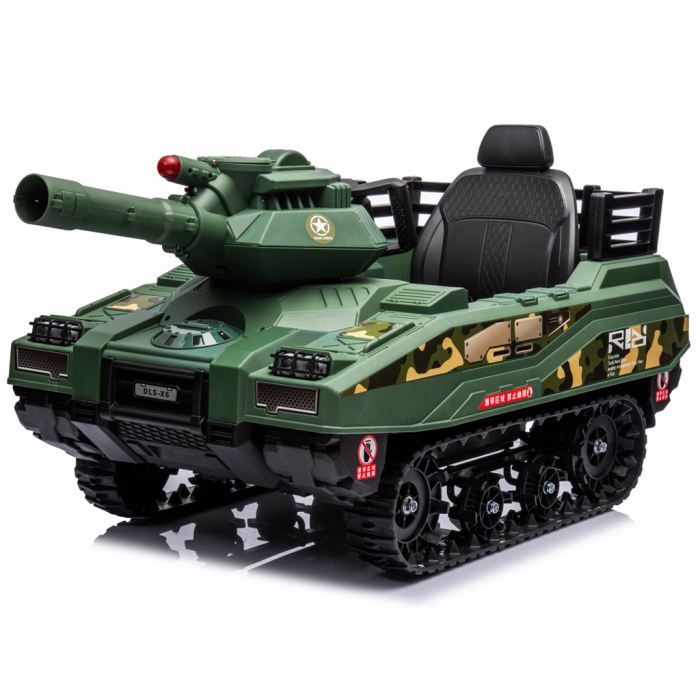 Tanc electric pentru copii, Commander, 240W, 24V, multiple functii, verde camuflaj [1]