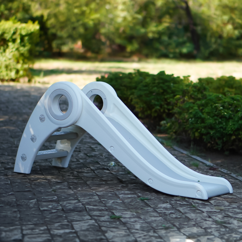 Tobogan copii cu design ergonomic, interior sau exterior, trepte antiderapante, pliabil, alb [3]