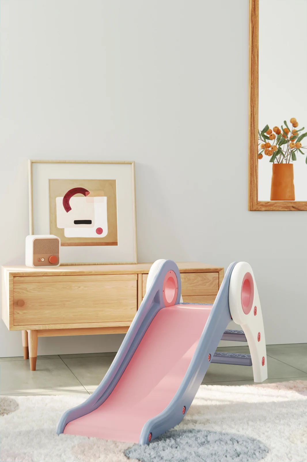 Tobogan copii cu design ergonomic, interior sau exterior, trepte antiderapante, pliabil, violet [2]