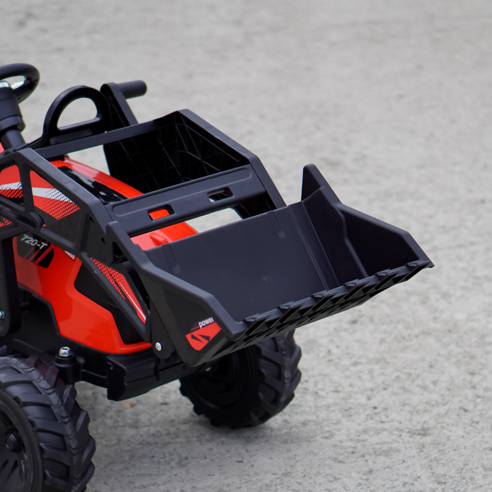 Tractor electric cu remorca pentru copii 720-T, 90W, cupa si incarcator, 12V, premium, rosu [11]