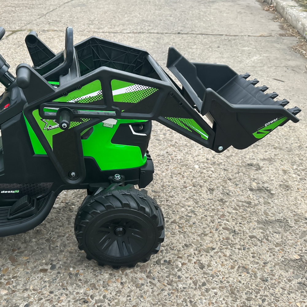 Ride-on tractor with trailer for children 720-T, 90W, bucket and charger, 12V, premium, green [10]
