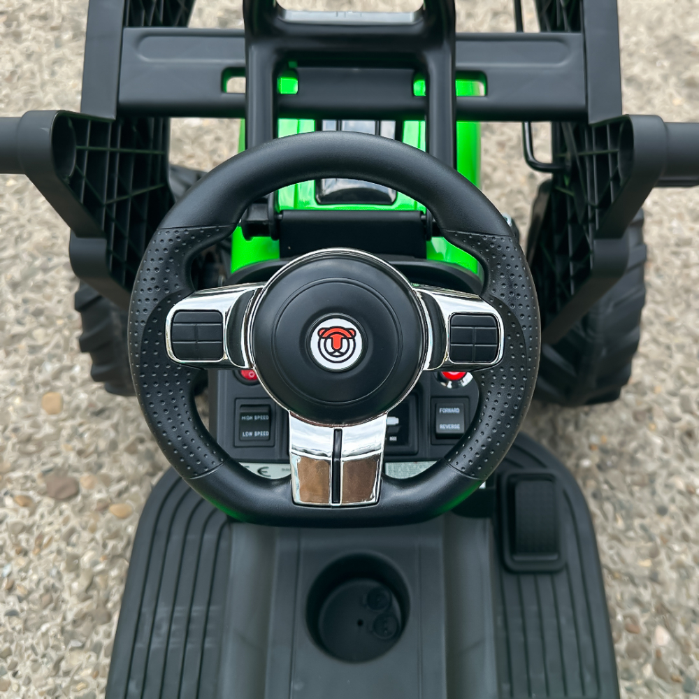 Ride-on tractor with trailer for children 720-T, 90W, bucket and charger, 12V, premium, green [15]