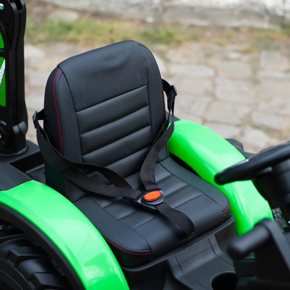 Ride-on tractor with trailer for children 720-T, 90W, bucket and charger, 12V, premium, green [12]
