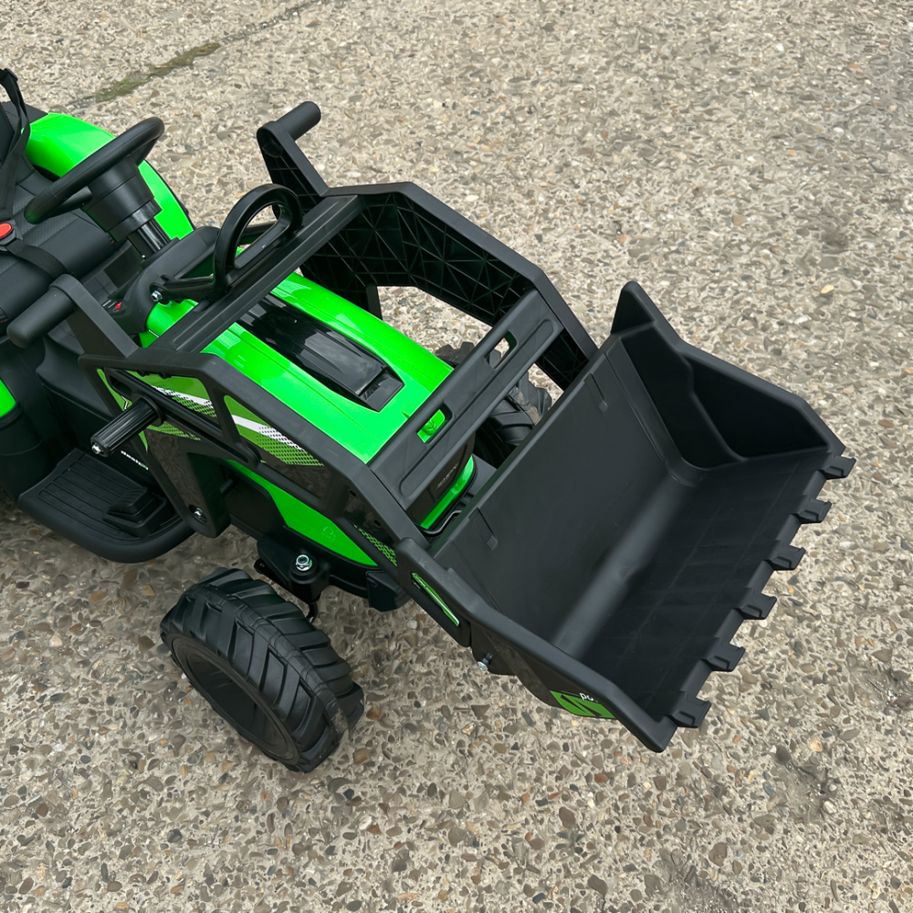 Ride-on tractor with trailer for children 720-T, 90W, bucket and charger, 12V, premium, green [11]