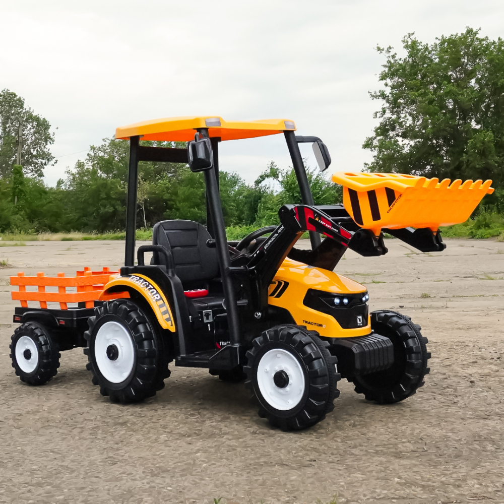 Electric tractor for children with trailer and bucket, Power-Tractor, power 240W, battery 12V, yellow [4]