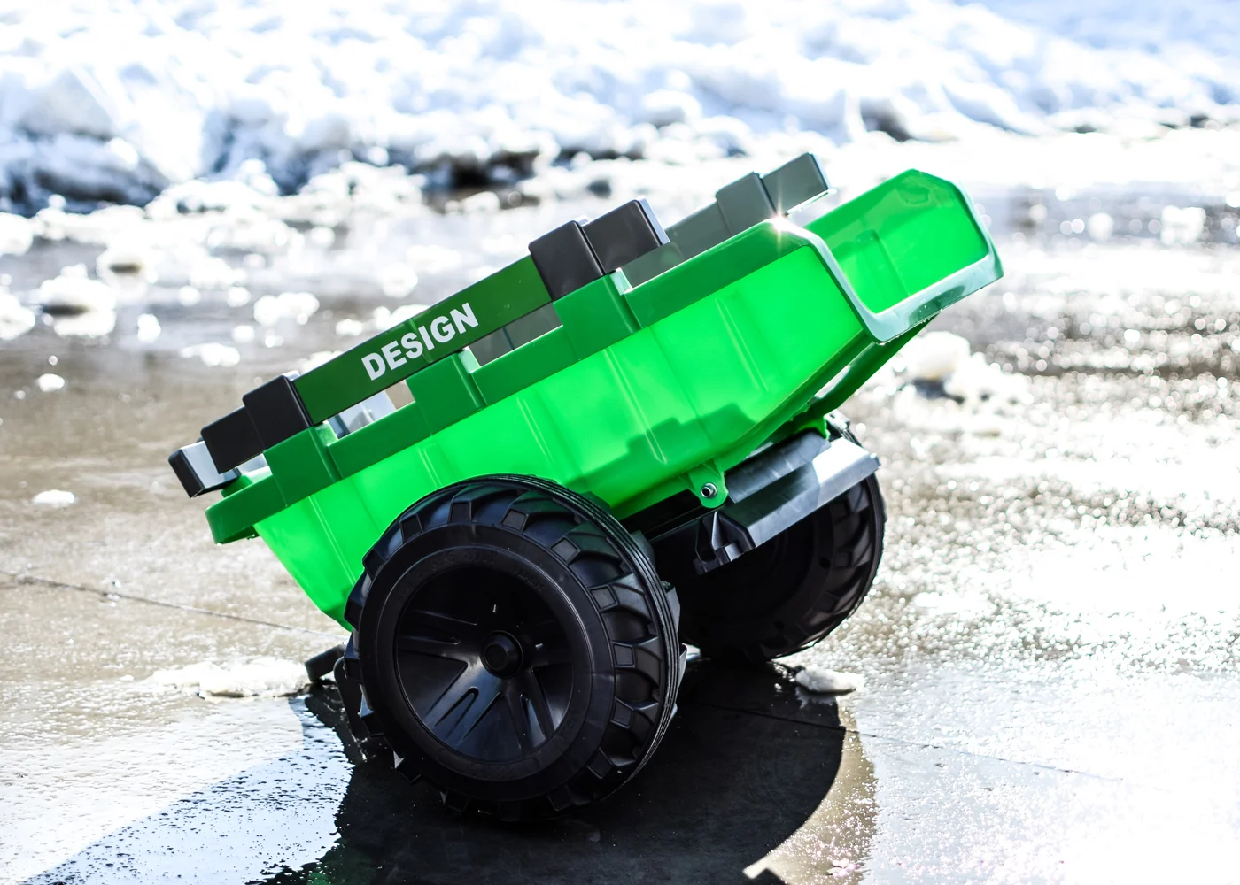 Electric ride-on tractor 720-T, 110W, 24V, with trailer, EVA wheels, leather seat, green [7]