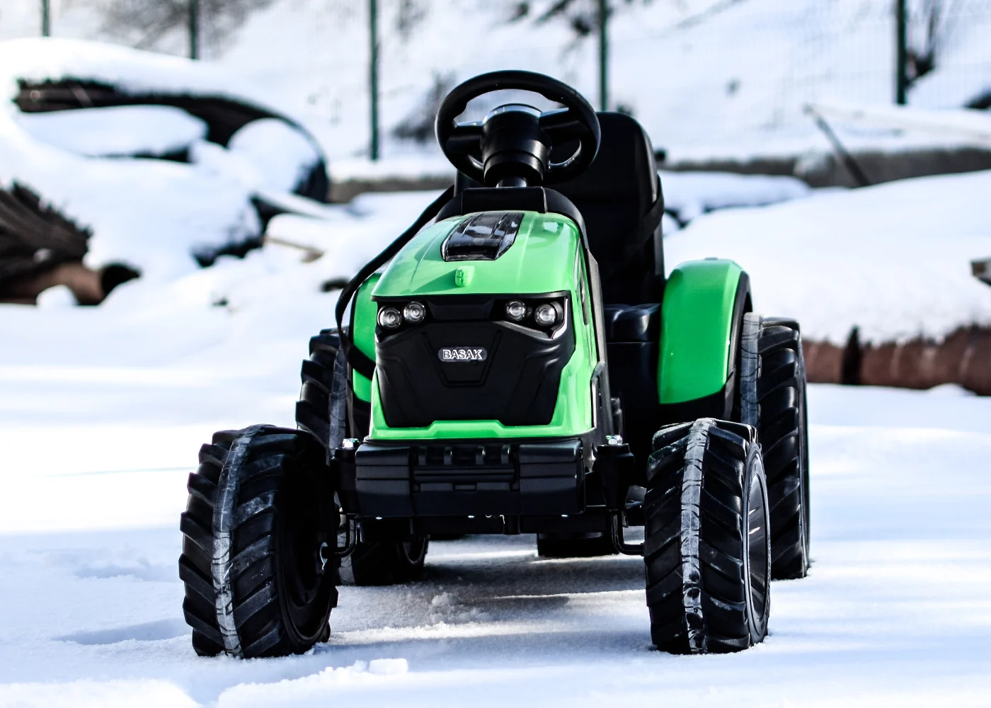 Electric ride-on tractor 720-T, 110W, 24V, with trailer, EVA wheels, leather seat, green [4]