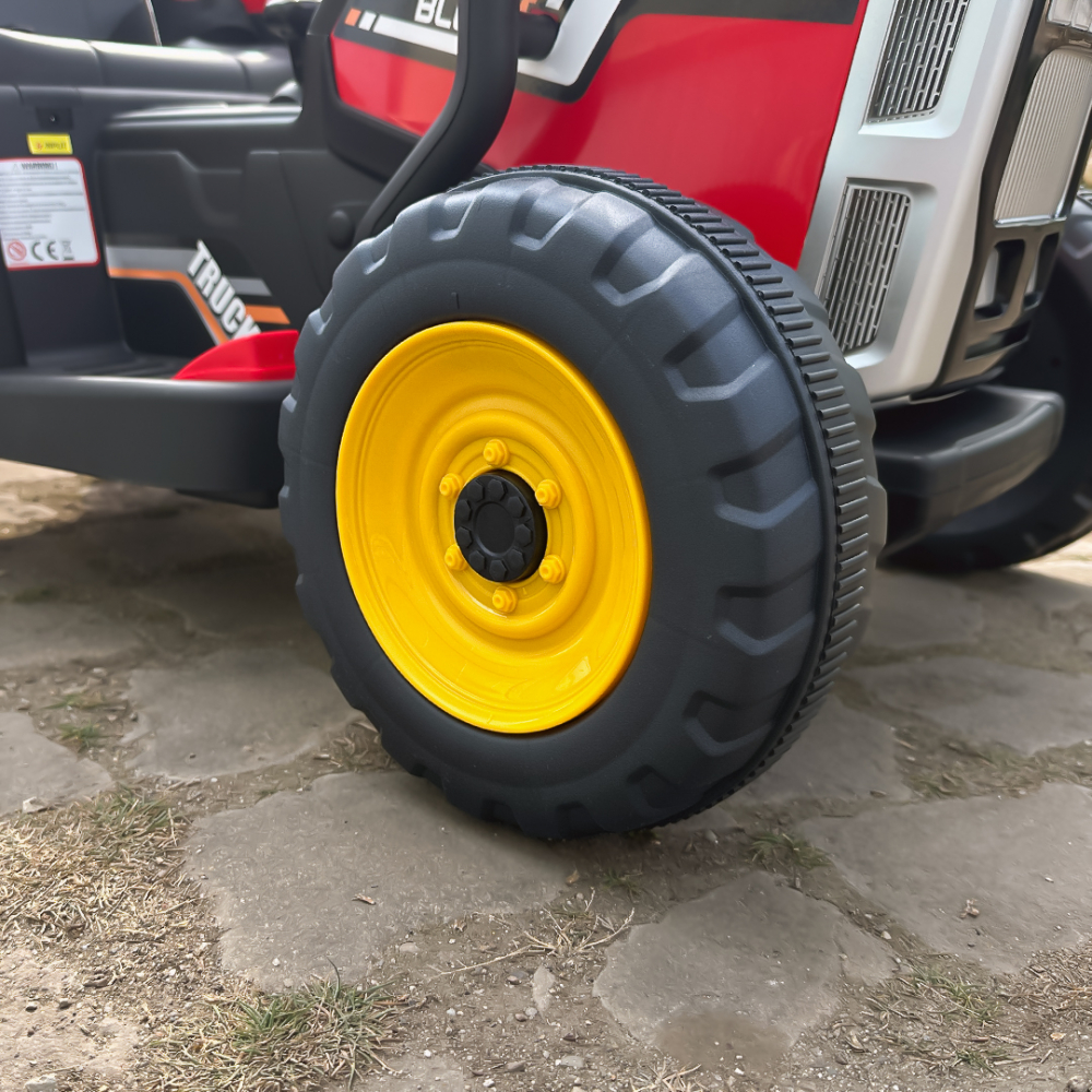 Tractoras electric BJ-611, 60W, 12V cu remorca si telecomanda, rosu [15]