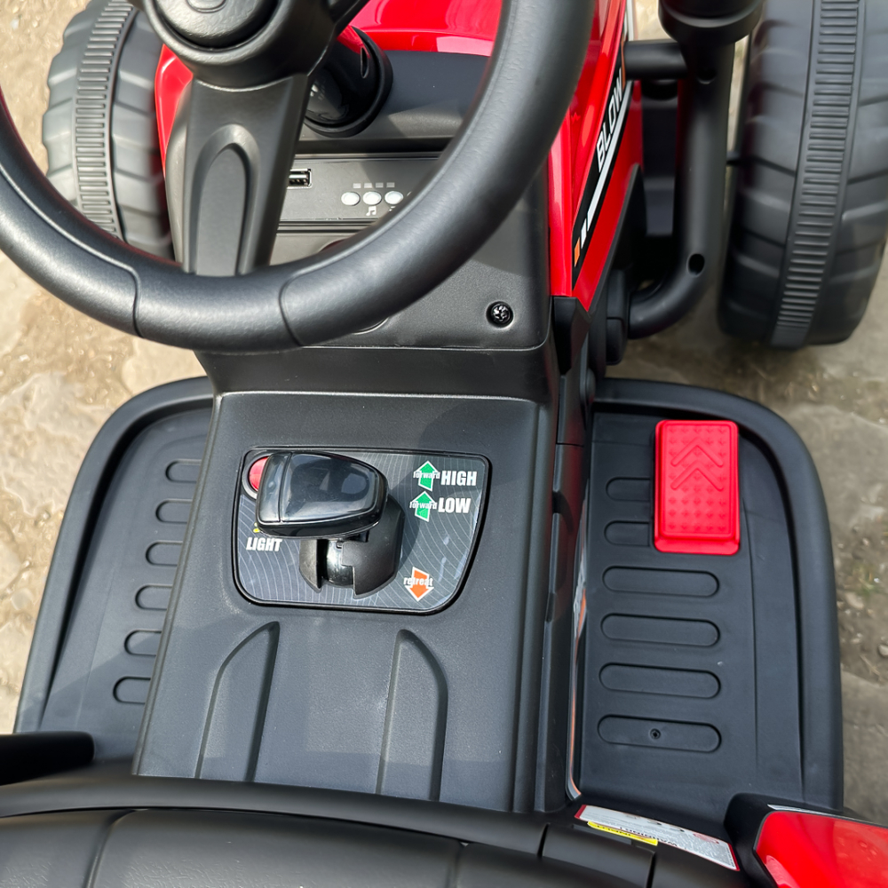 Tractoras electric BJ-611, 60W, 12V cu remorca si telecomanda, rosu [13]