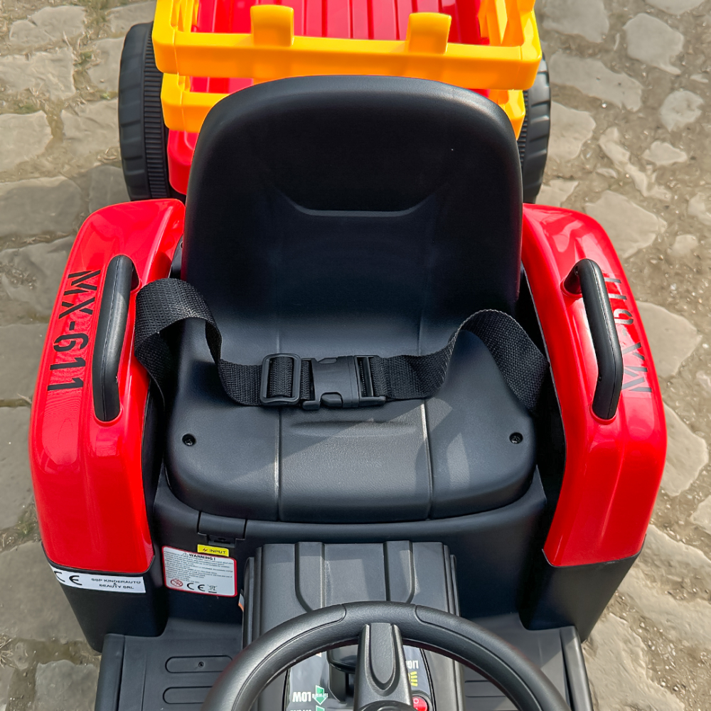 Tractoras electric BJ-611, 60W, 12V cu remorca si telecomanda, rosu [14]