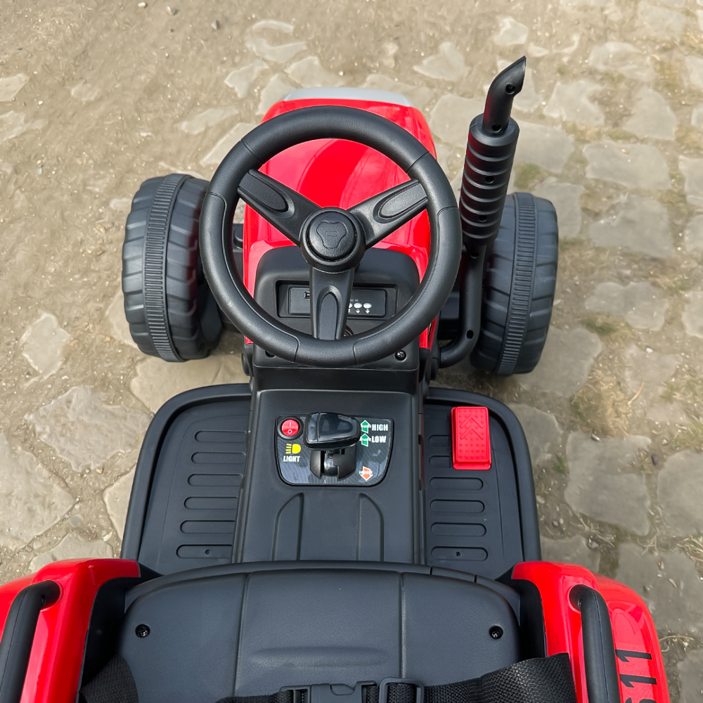 Tractoras electric BJ-611, 60W, 12V cu remorca si telecomanda, rosu [11]