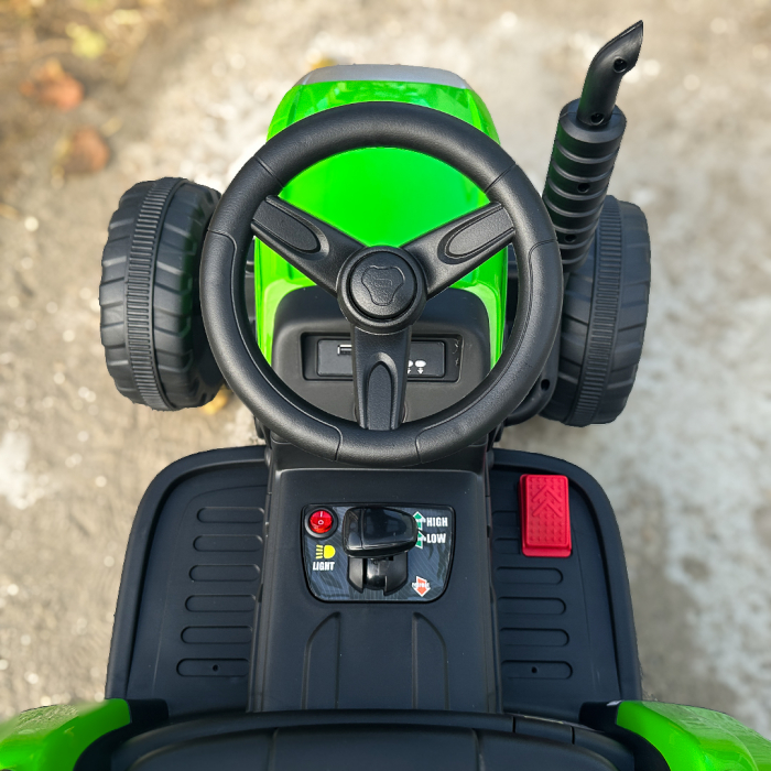 Tractoras electric BJ-611, 60W, 12V cu remorca si telecomanda, verde [13]