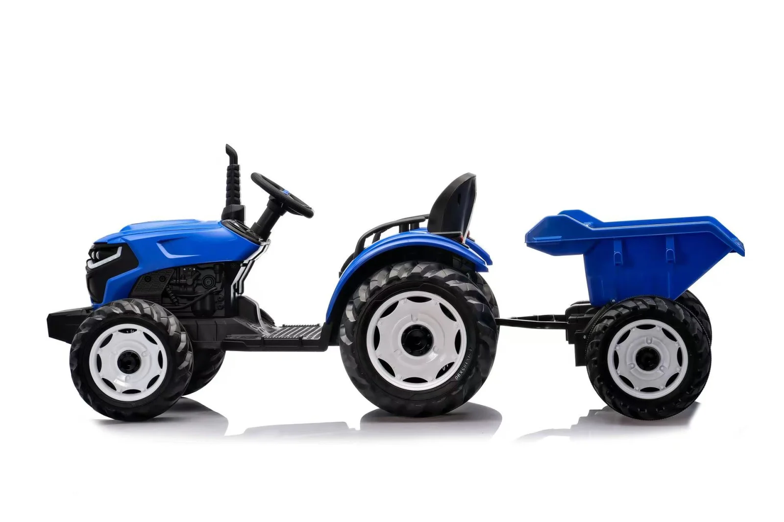 Tractoras electric copii, 90W 12V 10Ah cu remorca, culoare albastru [7]