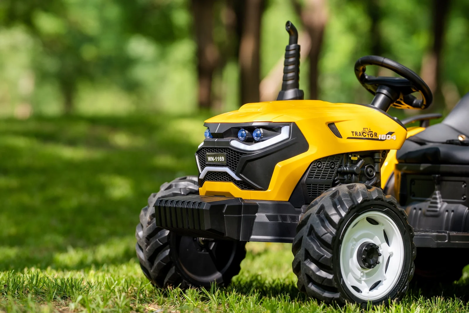 Tractoras electric copii, 90W 12V 10Ah cu remorca, culoare galben [4]