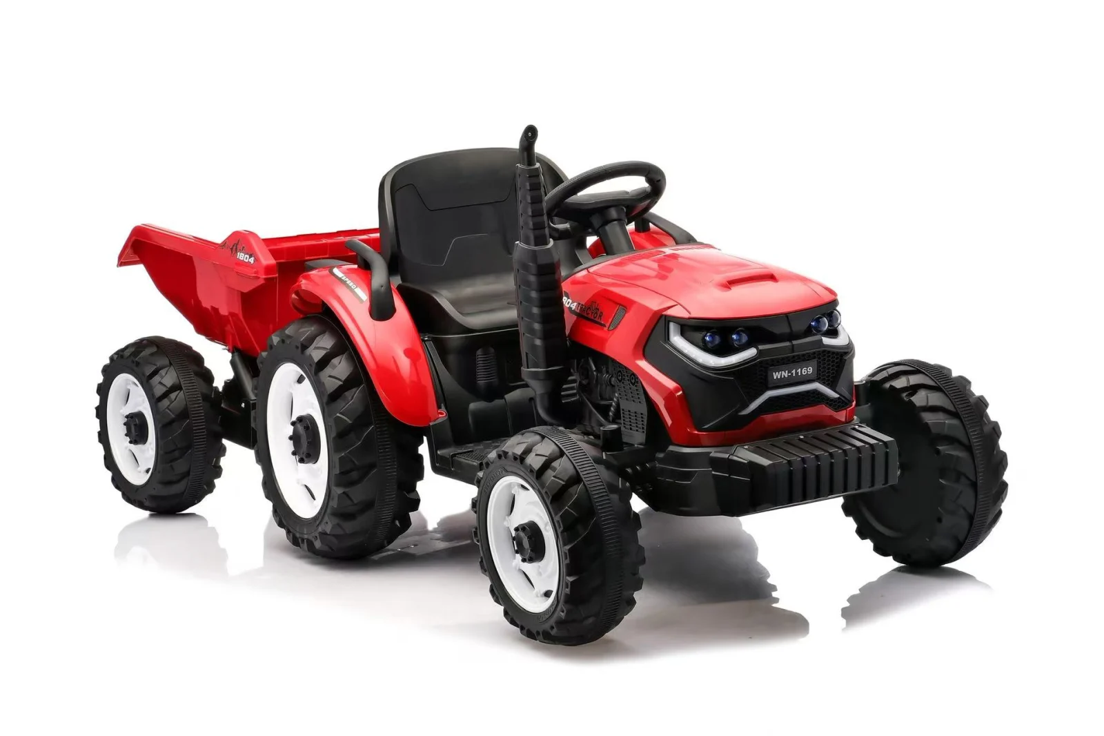 Tractoras electric copii, 90W 12V 10Ah cu remorca, culoare rosu [3]