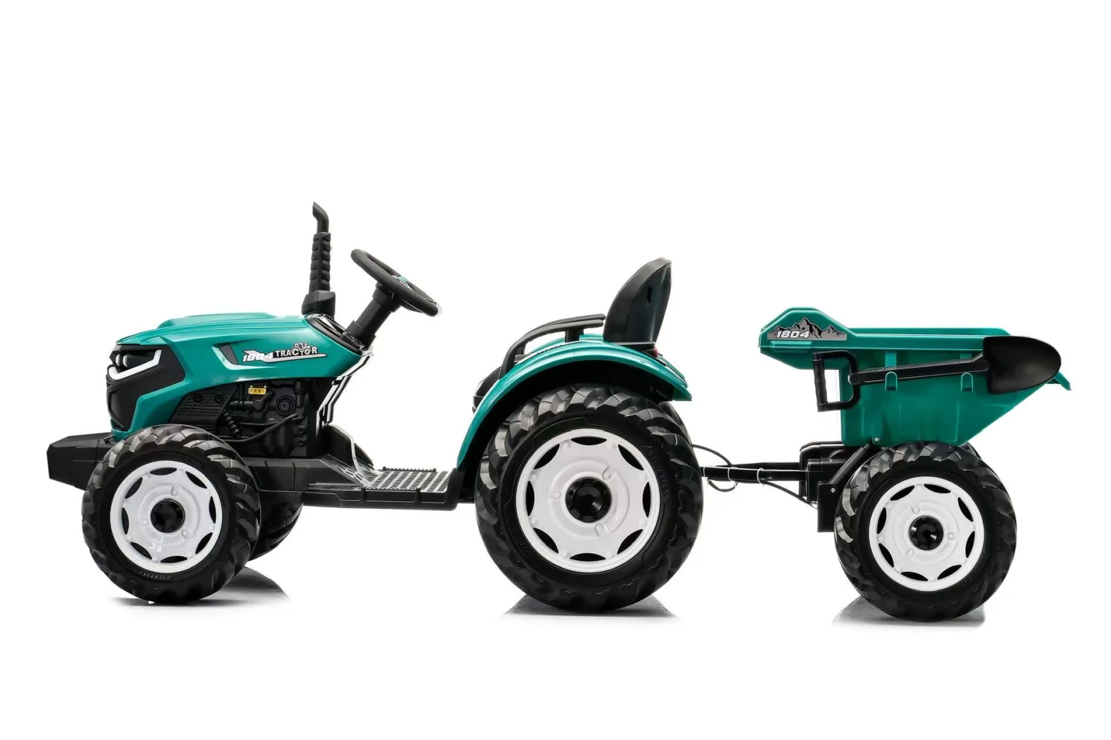 Tractoras electric copii, 90W 12V 10Ah cu remorca, culoare verde [3]
