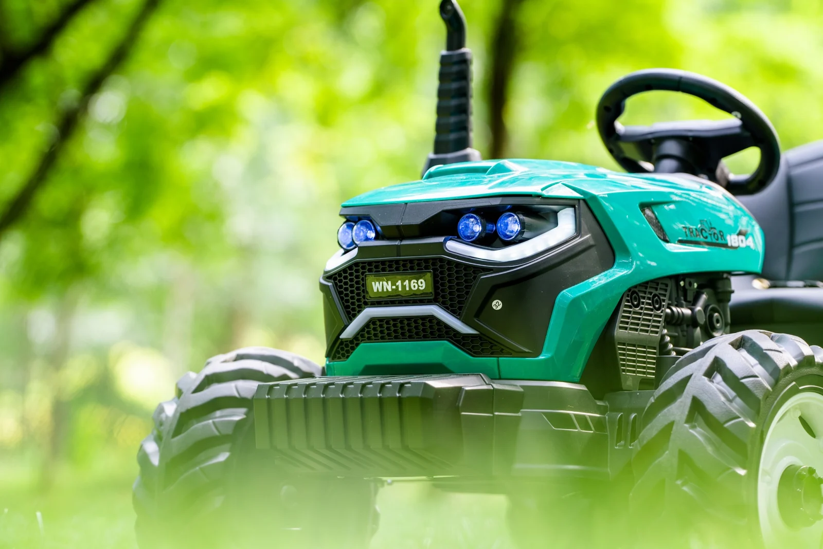 Tractoras electric copii, 90W 12V 10Ah cu remorca, culoare verde [7]