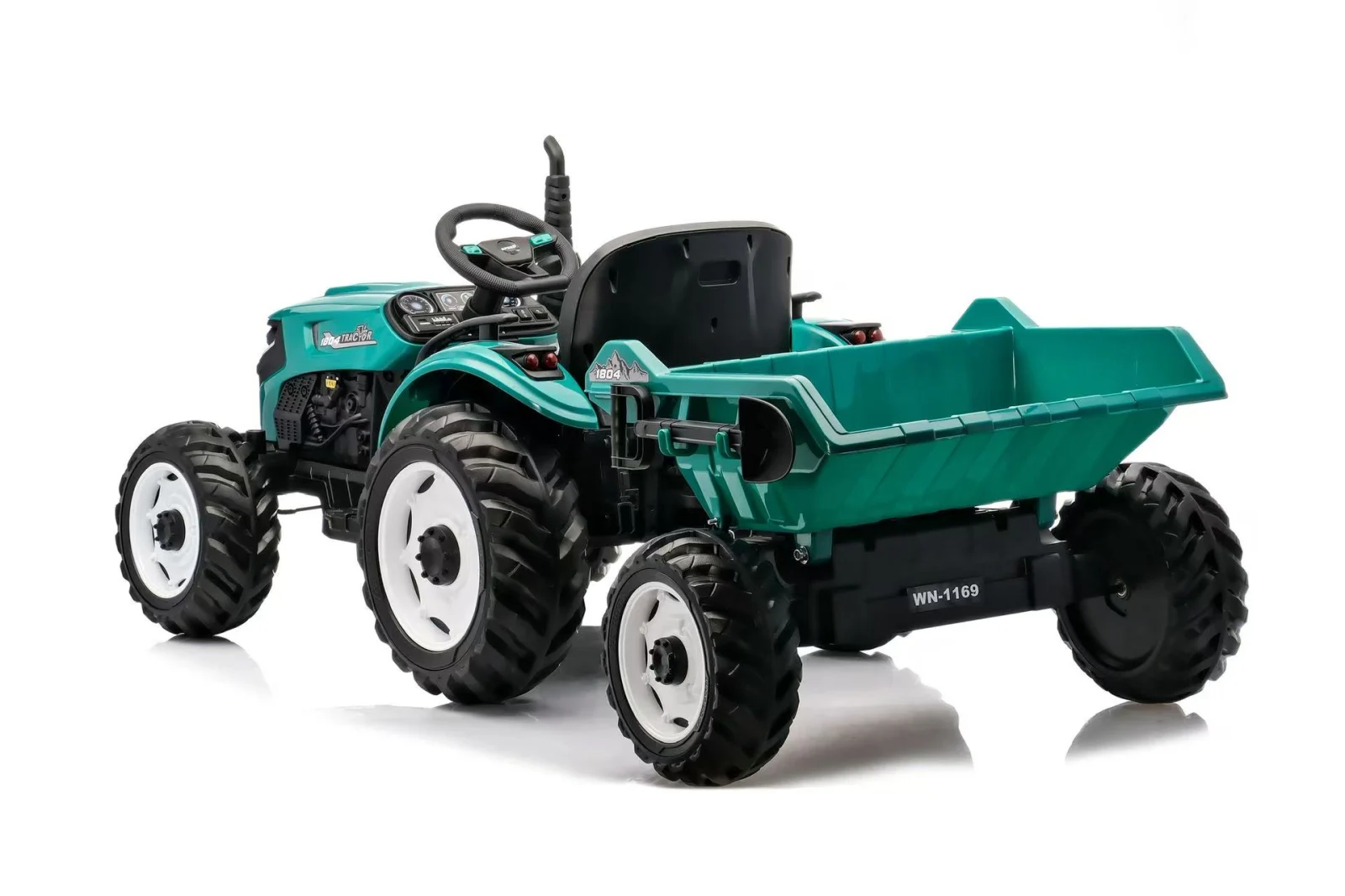 Tractoras electric copii, 90W 12V 10Ah cu remorca, culoare verde [4]